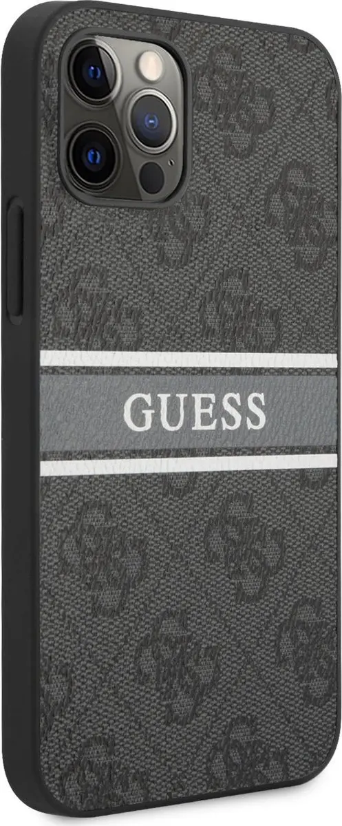 GUESS Logo Stripe Backcase iPhone 12/12 Pro - Grijs