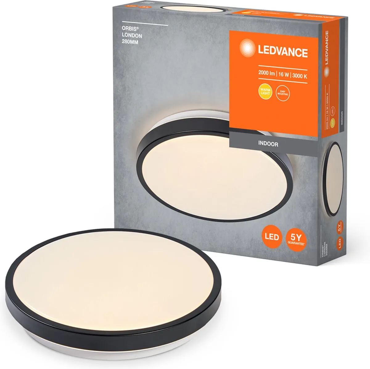 LEDVANCE Orbis London Plafondlamp 16W 2000lm - Zwart - afbeelding 3 van 5