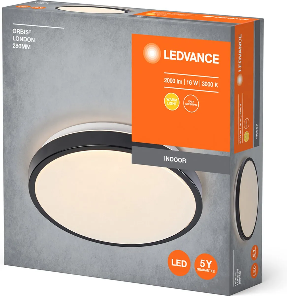LEDVANCE Orbis London Plafondlamp 16W 2000lm - Zwart - afbeelding 4 van 5