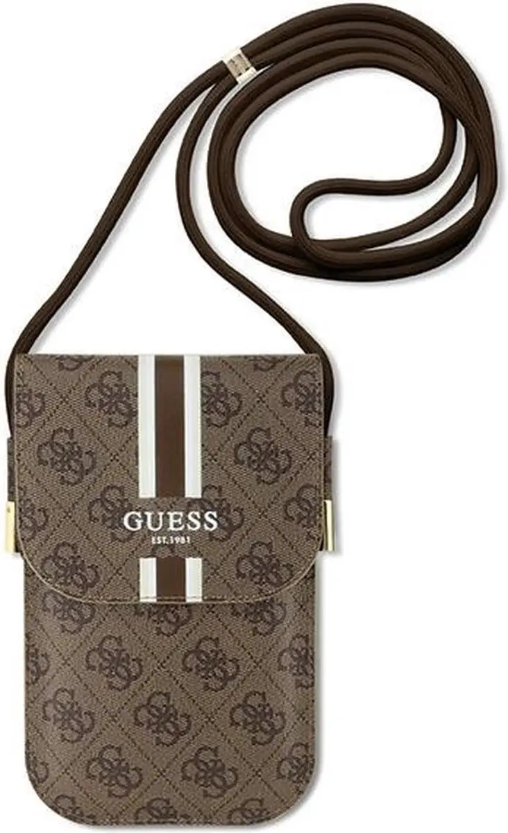 Guess 4G Printed Stripe Tas Bruin - Universeel tot 7 Inch