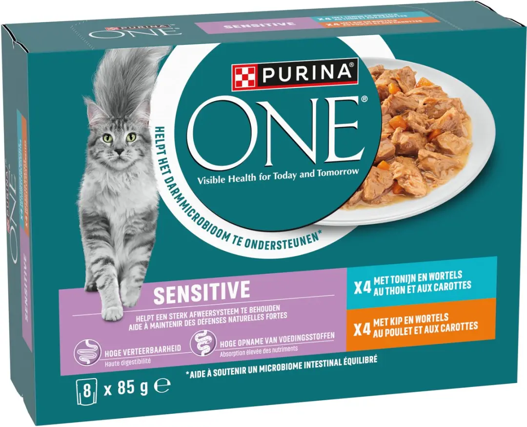 Purina ONE Sensitive Natvoer Kat - Kip & Tonijn - 40x85g - afbeelding 6 van 6