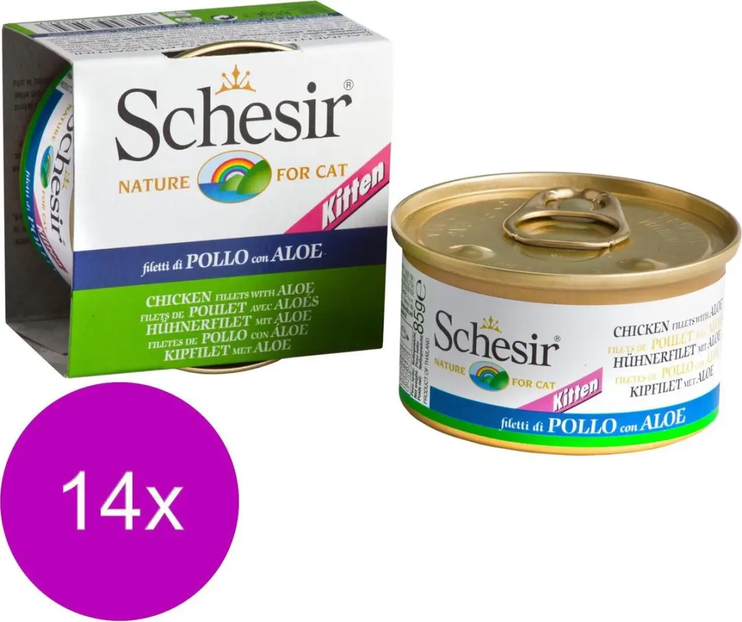 Schesir Kitten Kip in Aloe Gelei 14x85g