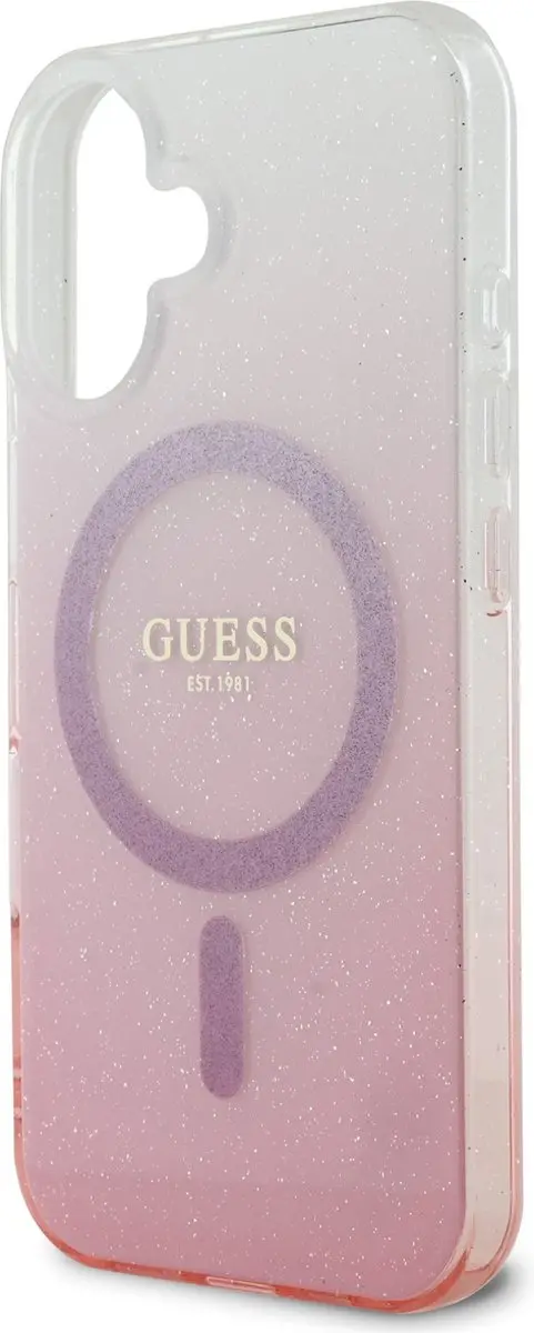 GUESS MagSafe Glitter Gradient Hoesje - iPhone 16 - Roze