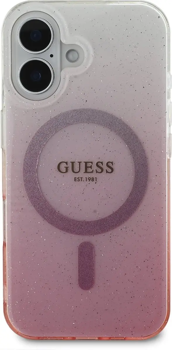 GUESS MagSafe Glitter Gradient Hoesje - iPhone 16 - Roze