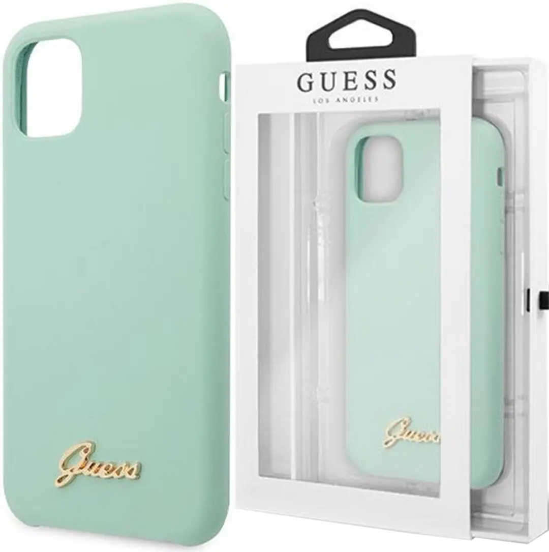 GUESS Siliconen Hoesje iPhone 11 Pro Max - Mintgroen - MPN 4437