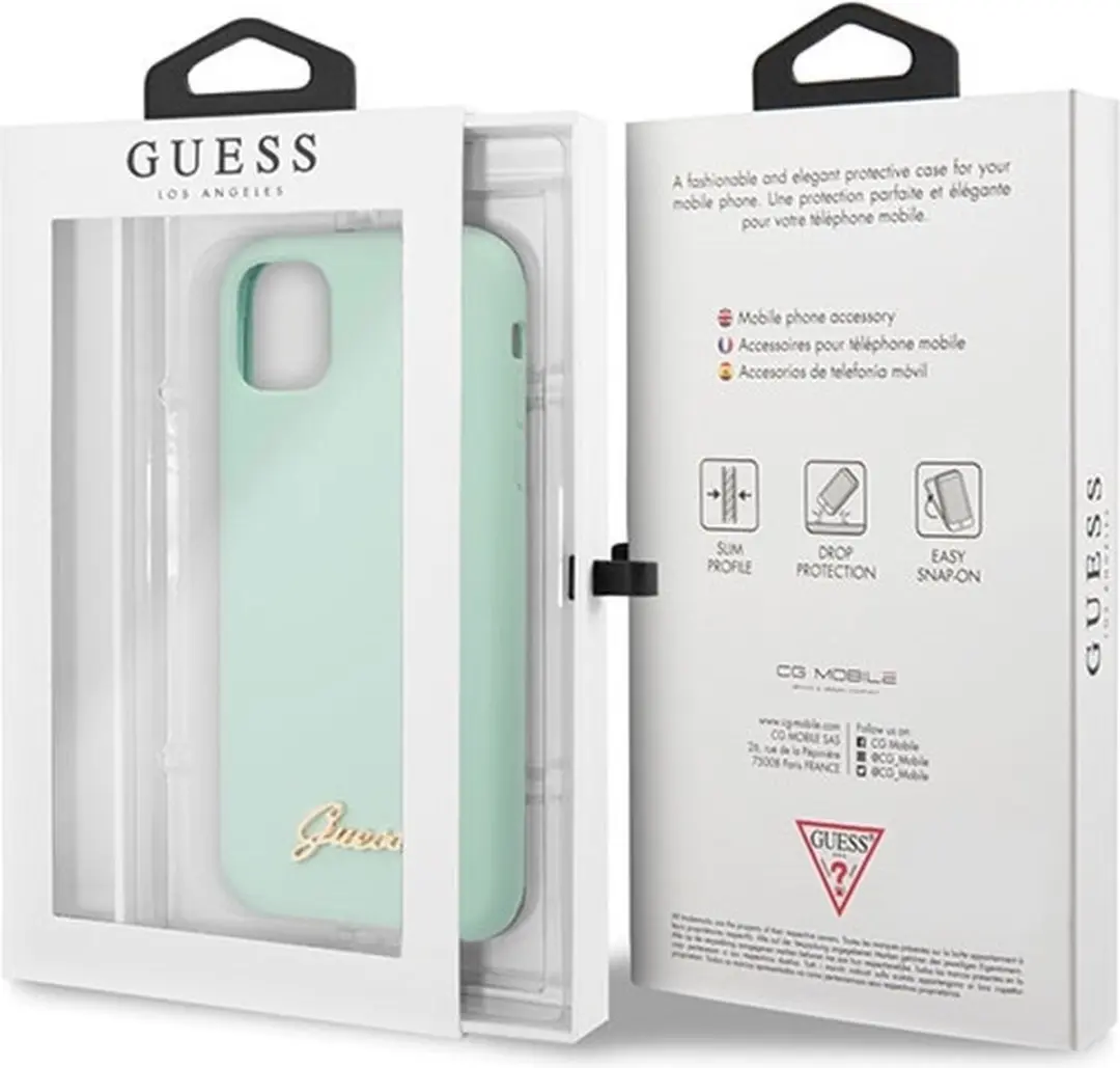 GUESS Siliconen Hoesje iPhone 11 Pro Max - Mintgroen - MPN 4437