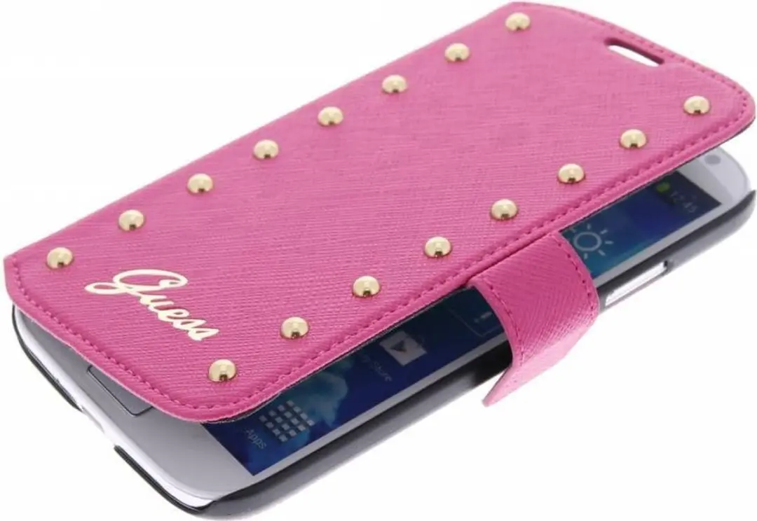 Guess Studded Folio Case NT-30-015 - Samsung Galaxy S4 - Roze