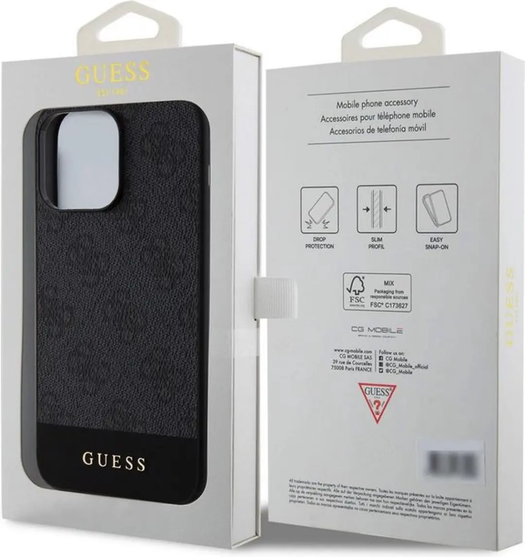 GUESS 4G Stripe Back Cover iPhone 15 Pro Max - Grijs