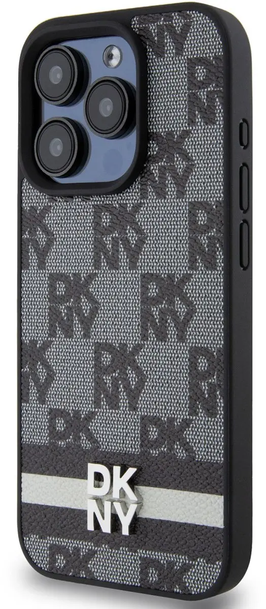 DKNY Checkered Stripe Hoesje - iPhone 13 Pro Max - Zwart - afbeelding 6 van 6