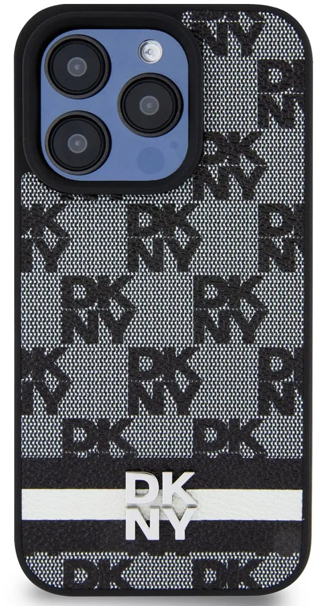 DKNY Checkered Stripe Hoesje - iPhone 13 Pro Max - Zwart