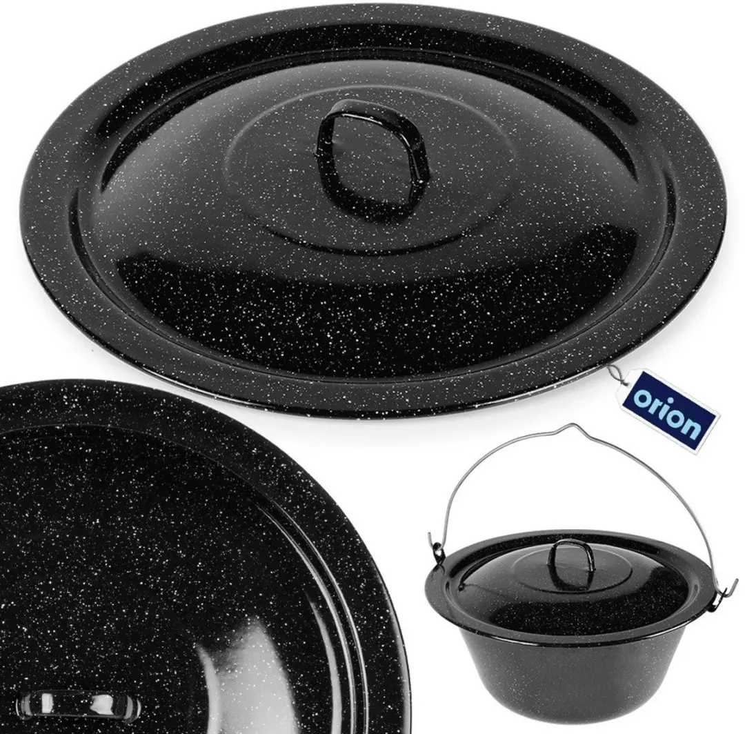 Orion Emaliestalen Deksel 40cm - Zwart