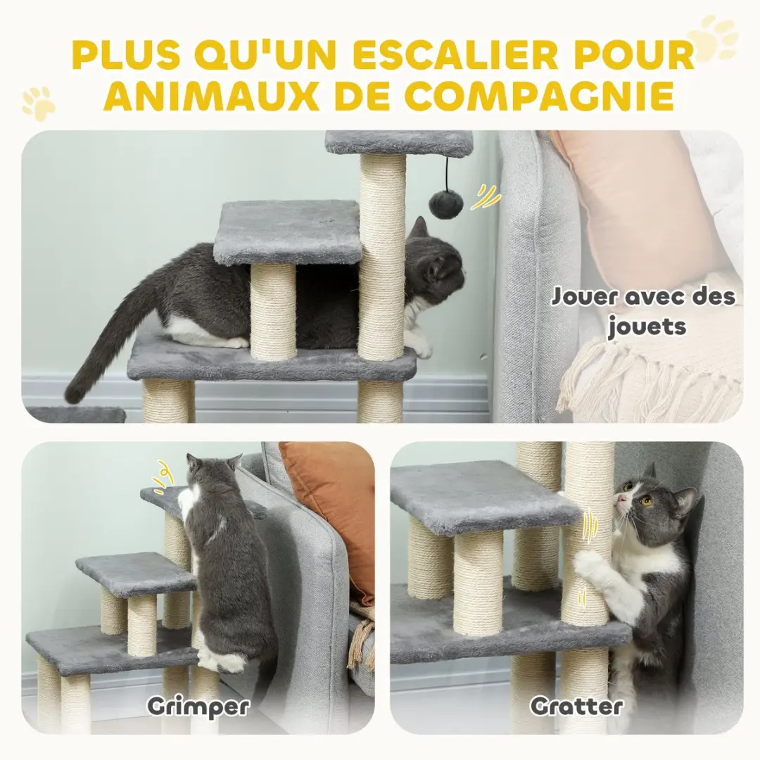 Pawhut Huisdierentrap - 70x32x68cm - Grijs