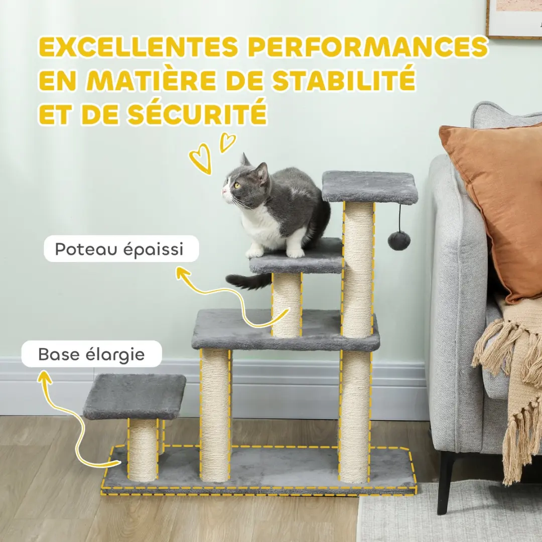 Pawhut Huisdierentrap - 70x32x68cm - Grijs