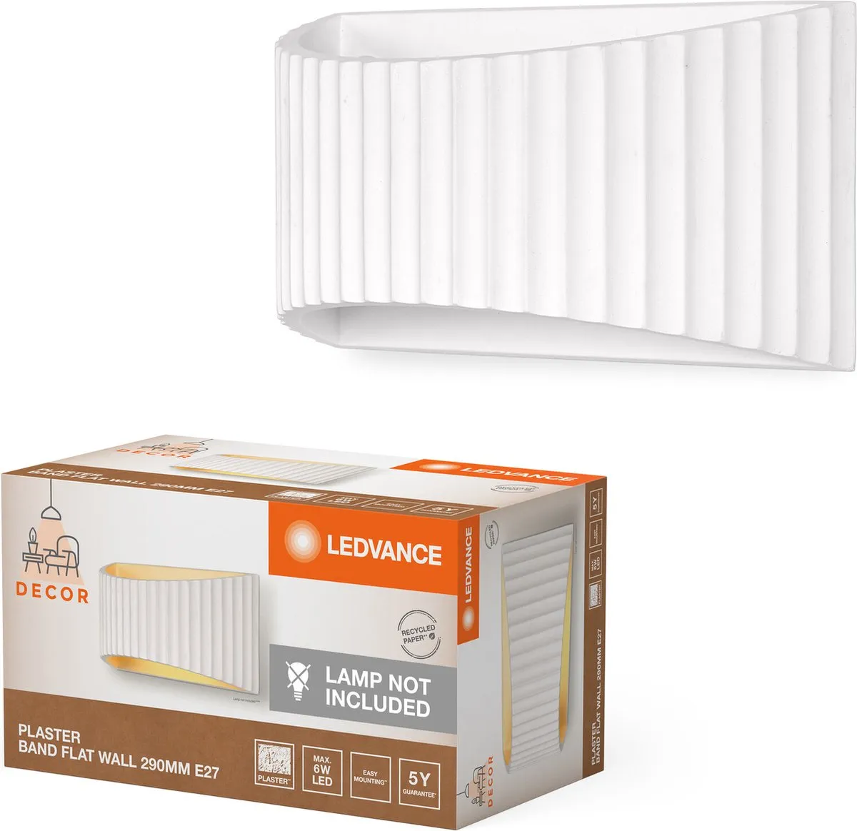 LEDVANCE Decor Plaster Band Flat Wandlamp 290 1XE27