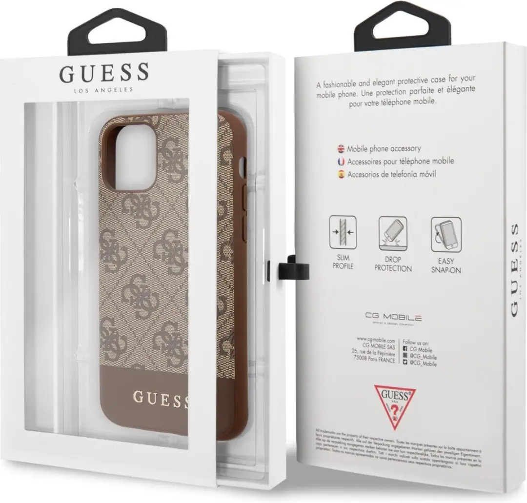 Guess GUHCN65G4GLBR Hoesje - iPhone 11 Pro Max - Bruin 4G Stripe