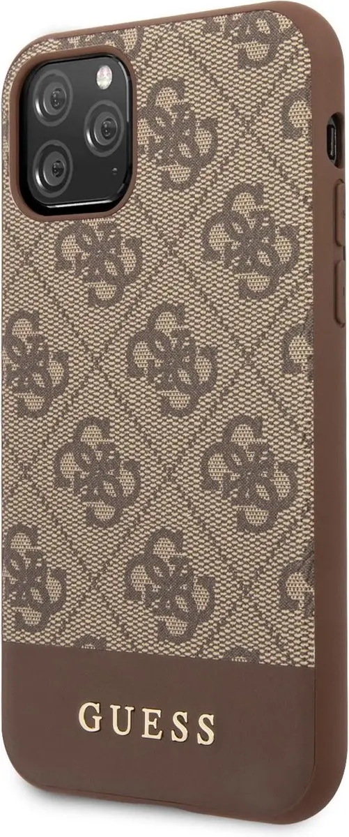 Guess GUHCN65G4GLBR Hoesje - iPhone 11 Pro Max - Bruin 4G Stripe