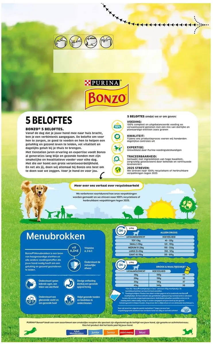 Bonzo Menubrokken Kip Rund Groente Hondenvoer 3kg