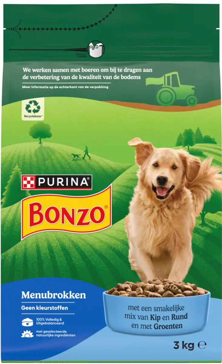 Bonzo Menubrokken Kip Rund Groente Hondenvoer 3kg