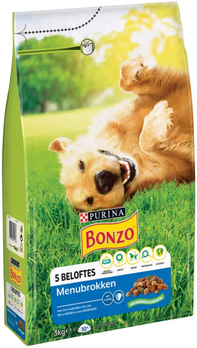 Bonzo Menubrokken Kip Rund Groente Hondenvoer 3kg