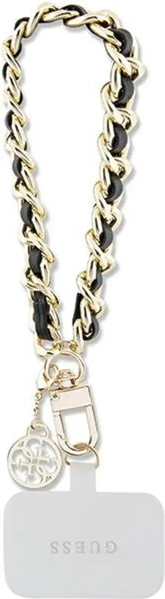 GUESS 4G Universele Hand Strap Saffiano Chain - Zwart/Goud
