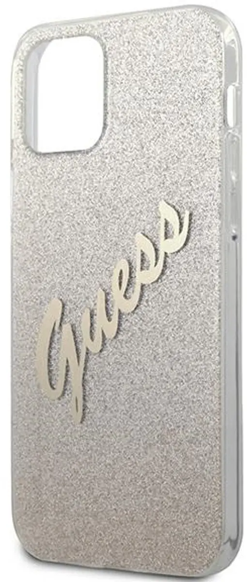 GUESS Gradient Vintage Glitter Hoesje - iPhone 12 Pro Max - Goud