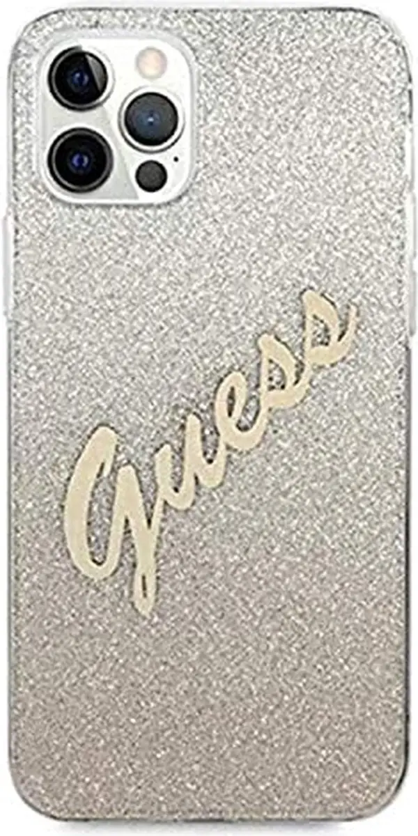 GUESS Gradient Vintage Glitter Hoesje - iPhone 12 Pro Max - Goud - afbeelding 6 van 6