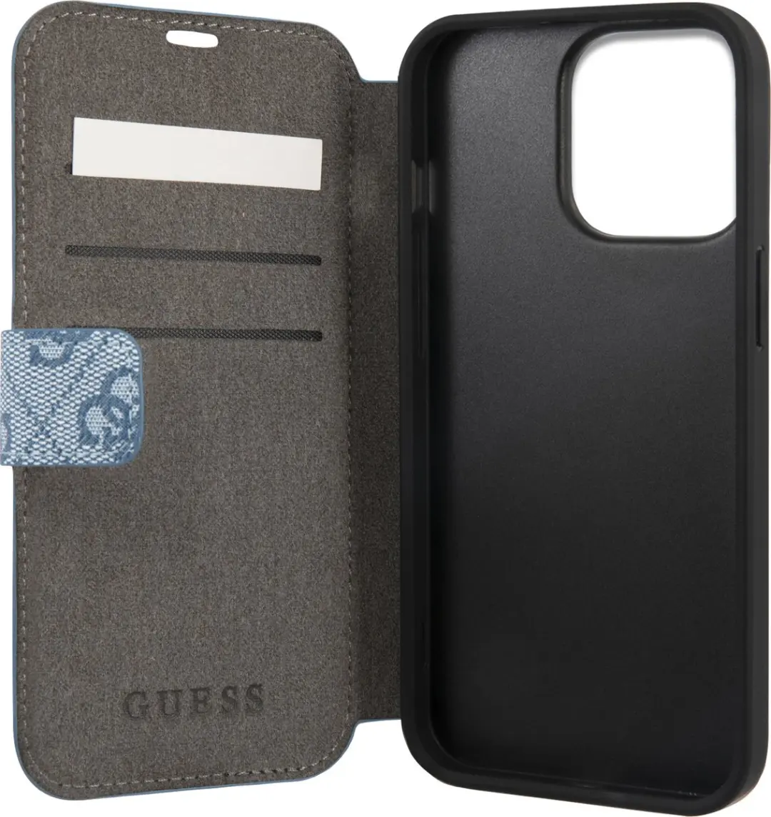 GUESS iPhone 13 Pro Max Hoesje - Effen Blauw - 3 Pasjes