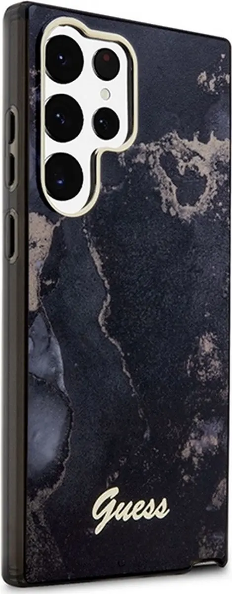 GUESS Golden Marble Hoesje - Samsung Galaxy S23 Ultra - Zwart