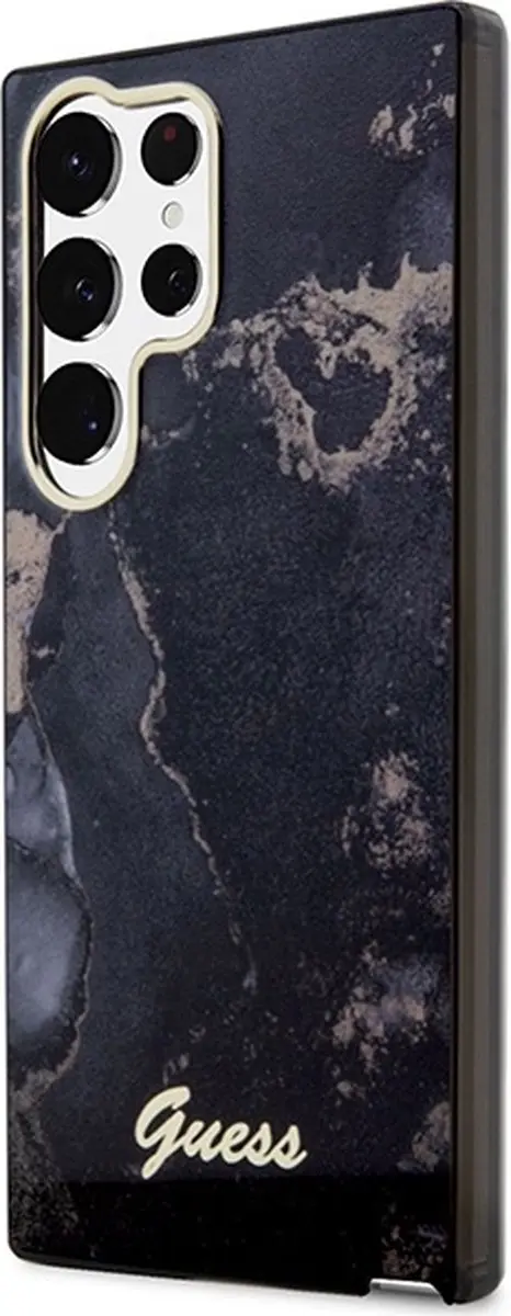 GUESS Golden Marble Hoesje - Samsung Galaxy S23 Ultra - Zwart