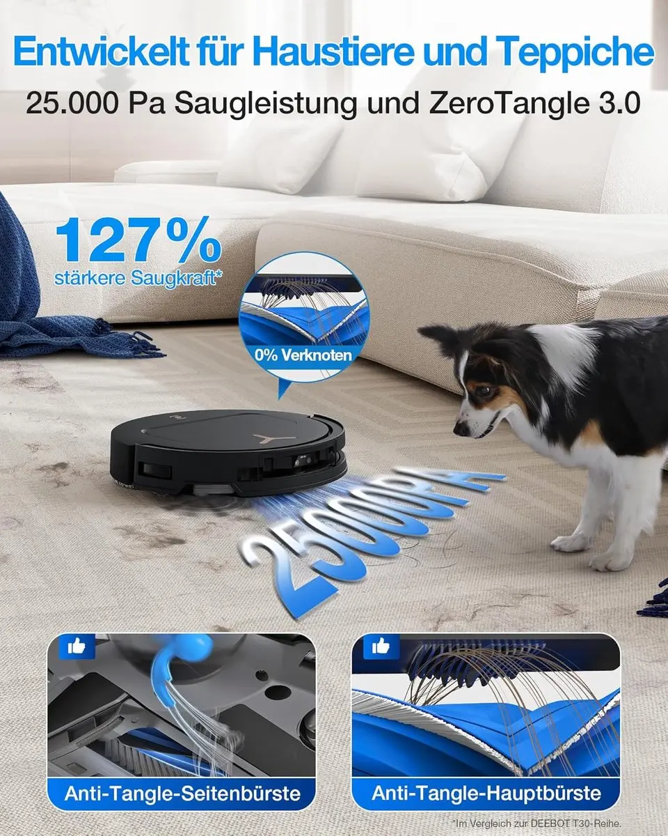 Ecovacs Deebot T50 Pro Omni Gen3 Robotstofzuiger - 25.000Pa - Zwart