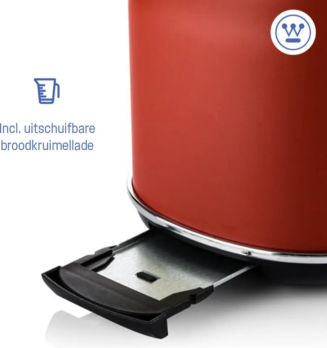 Westinghouse Retro Waterkoker 1,7L + Broodrooster 2 Sneden - Rood