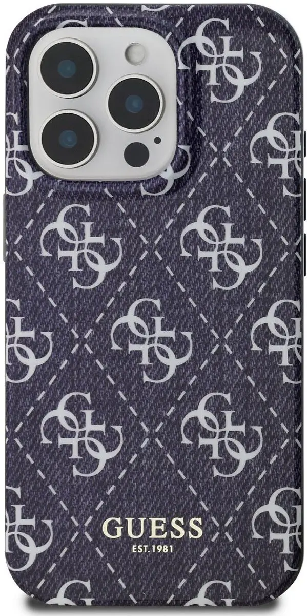 GUESS IML Denim Effect iPhone 16 Pro Hoesje - Blauw - 12380