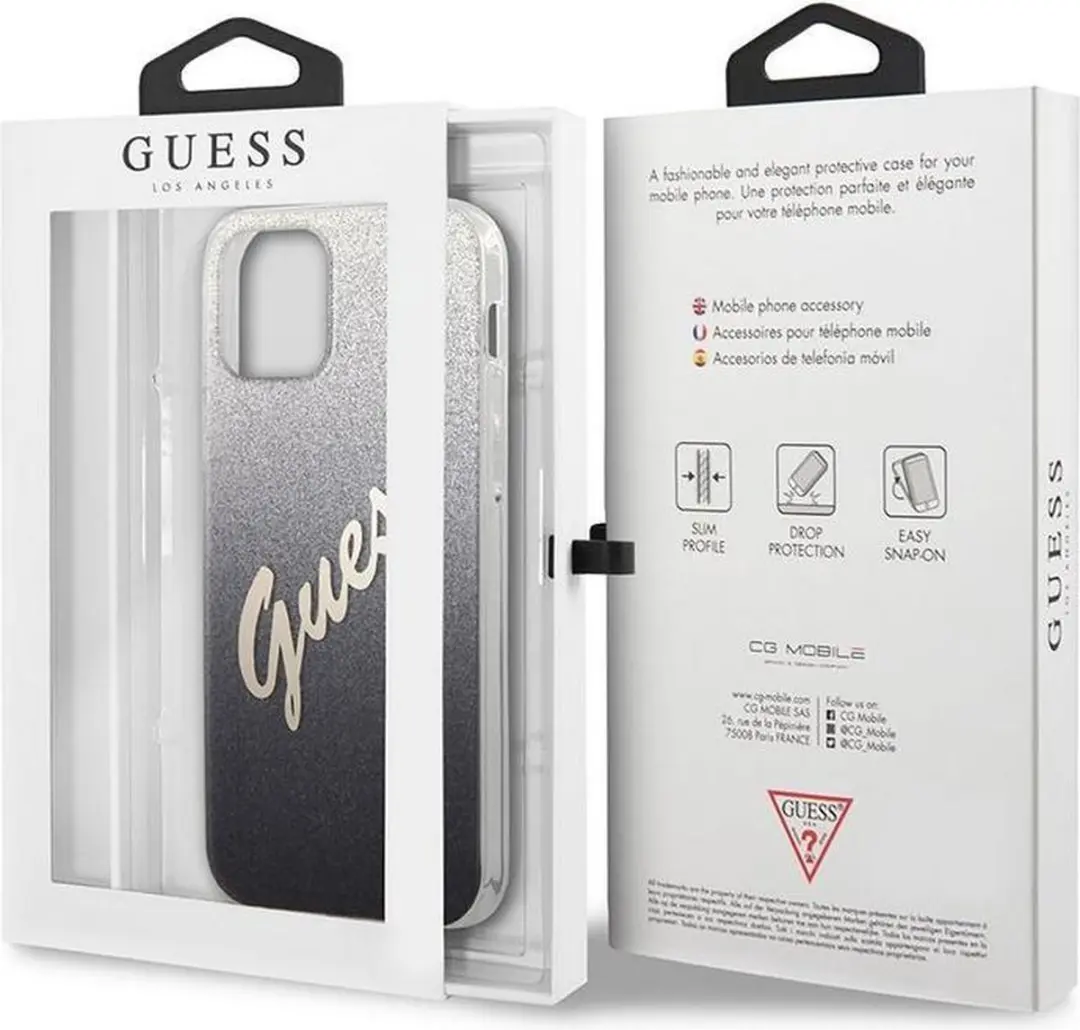 GUESS Gradient Vintage Glitter Hoesje - iPhone 12 Mini - Zwart - afbeelding 6 van 6