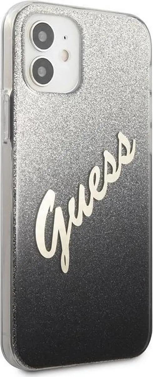 GUESS Gradient Vintage Glitter Hoesje - iPhone 12 Mini - Zwart