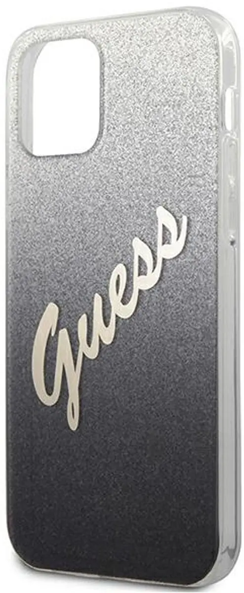 GUESS Gradient Vintage Glitter Hoesje - iPhone 12 Mini - Zwart