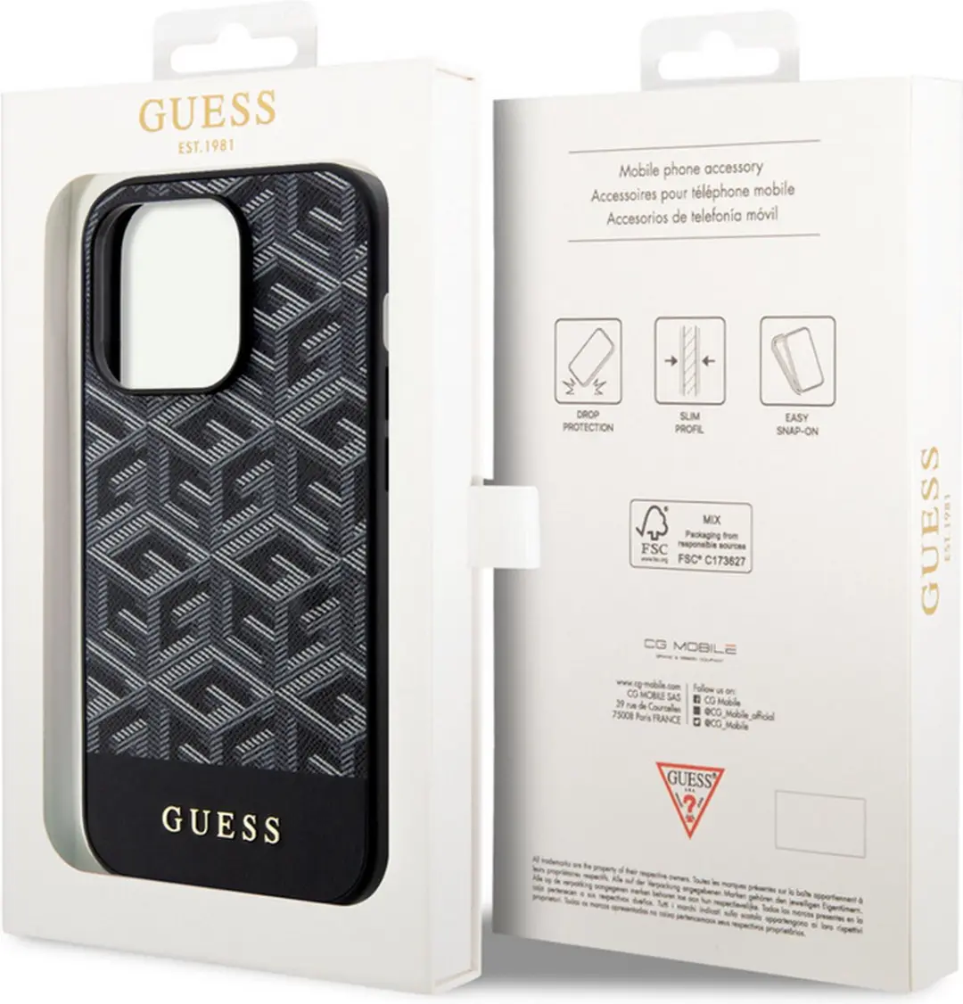 GUESS G-Cube Back Case MagSafe - iPhone 15 Pro - Zwart