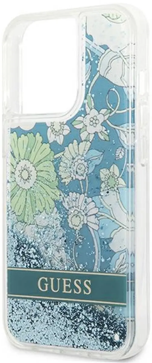 GUESS Flower Liquid Glitter Hoesje - Groen - iPhone 13 Pro Max - afbeelding 6 van 6