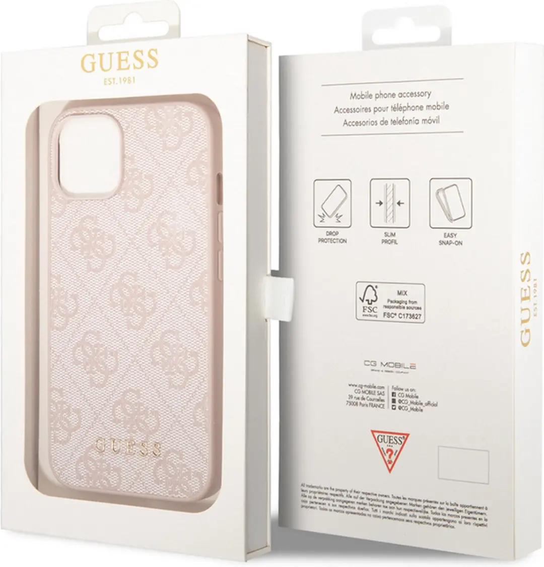 Guess 4G Back Case iPhone 14 Plus - Roze