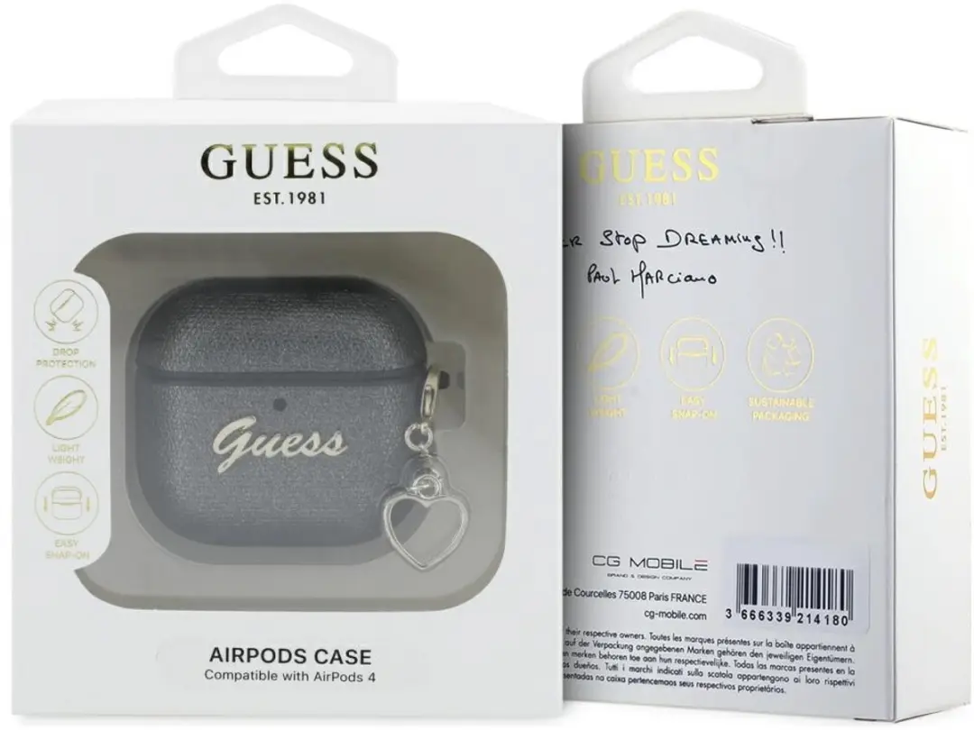 GUESS TPU-Hoesje AirPods 4 Metallic Script Charm - Transparent