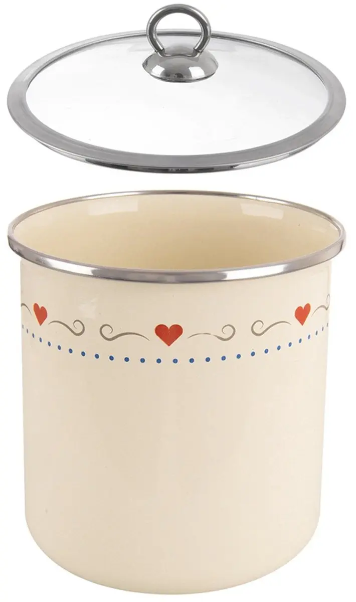 Orion Tonca Emalië Voedselcontainer 1,4L - Glazen deksel - Crème/Zilver