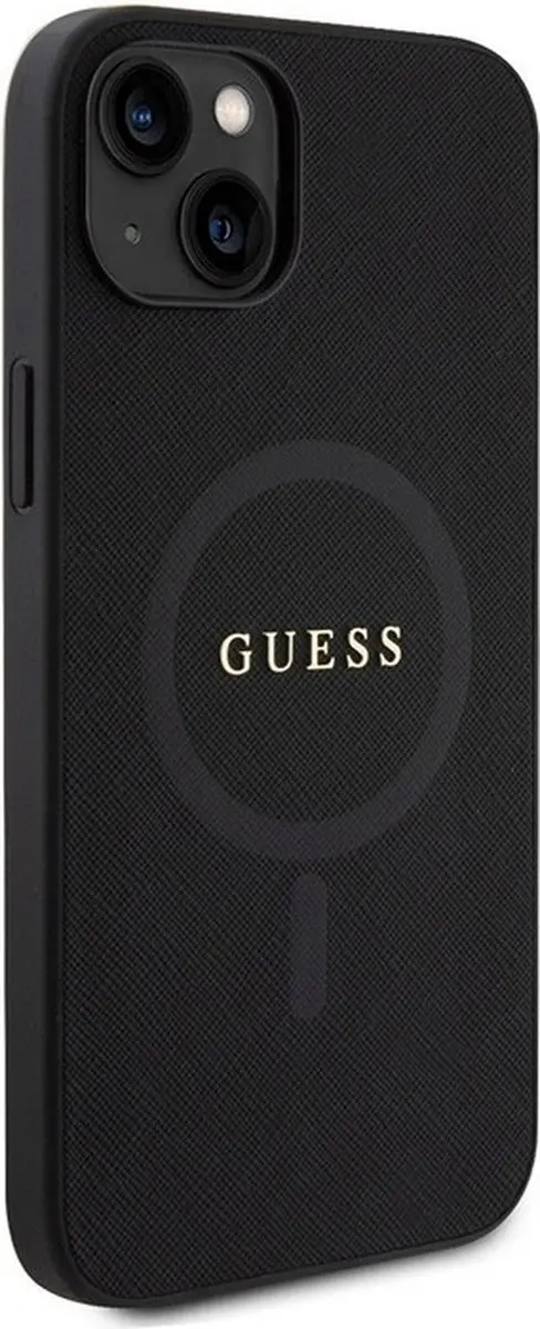 GUESS Saffiano Back Case - iPhone 15 - MagSafe - Zwart