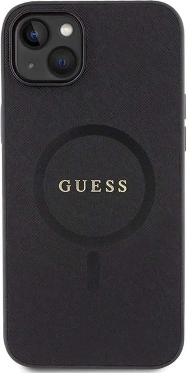 GUESS Saffiano Back Case - iPhone 15 - MagSafe - Zwart