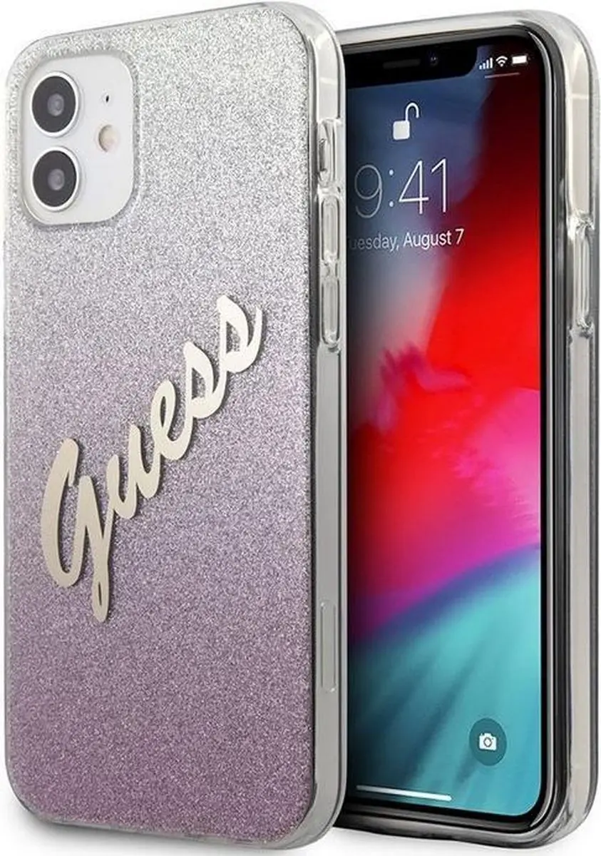 Guess Gradient Vintage Glitter Hoesje iPhone 12 Mini