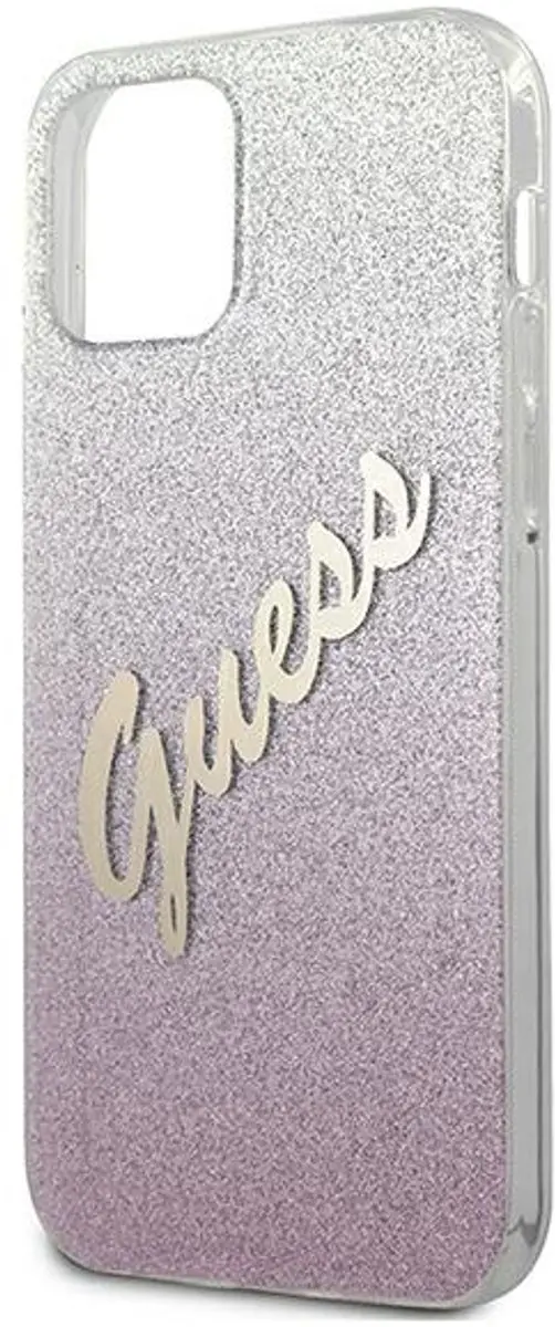 Guess Gradient Vintage Glitter Hoesje iPhone 12 Mini - Roze - afbeelding 6 van 6