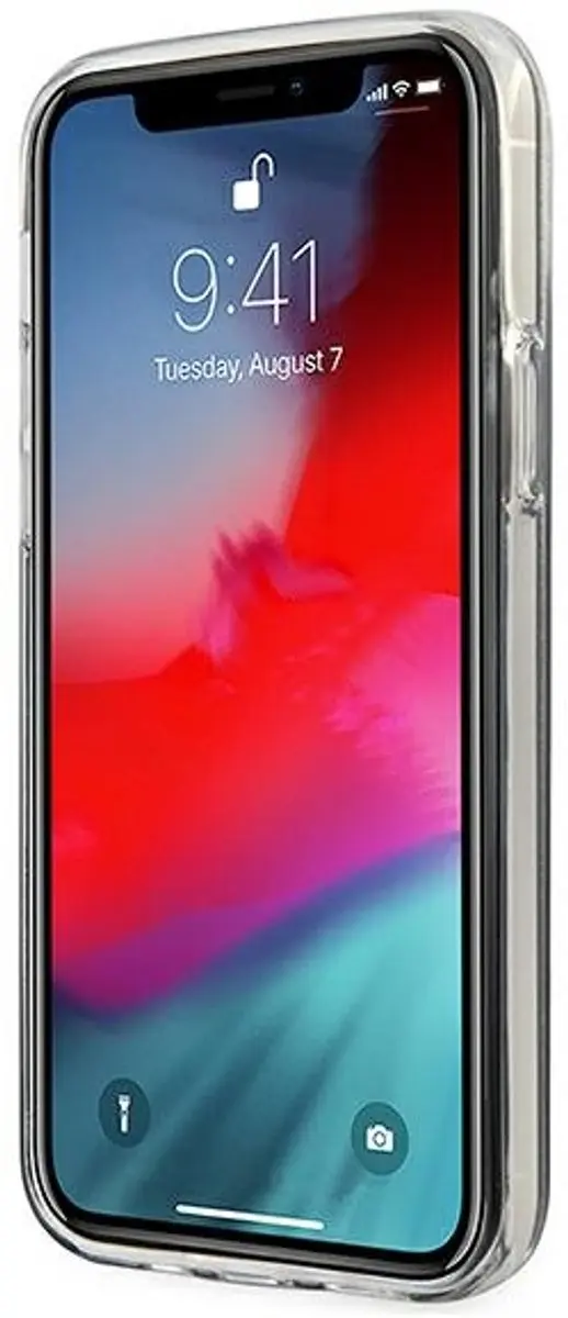 Guess Gradient Vintage Glitter Hoesje iPhone 12 Mini - Roze