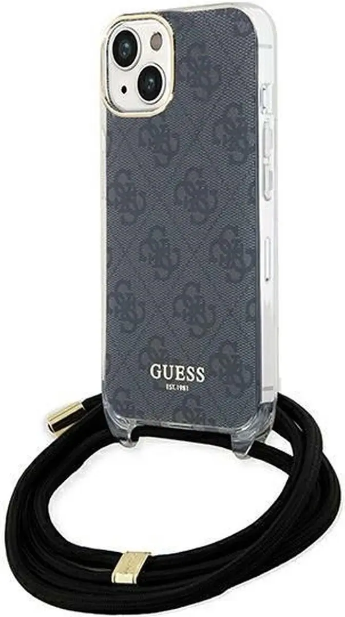 GUESS 4G Printed Crossbody Hoes iPhone 15 - Zwart
