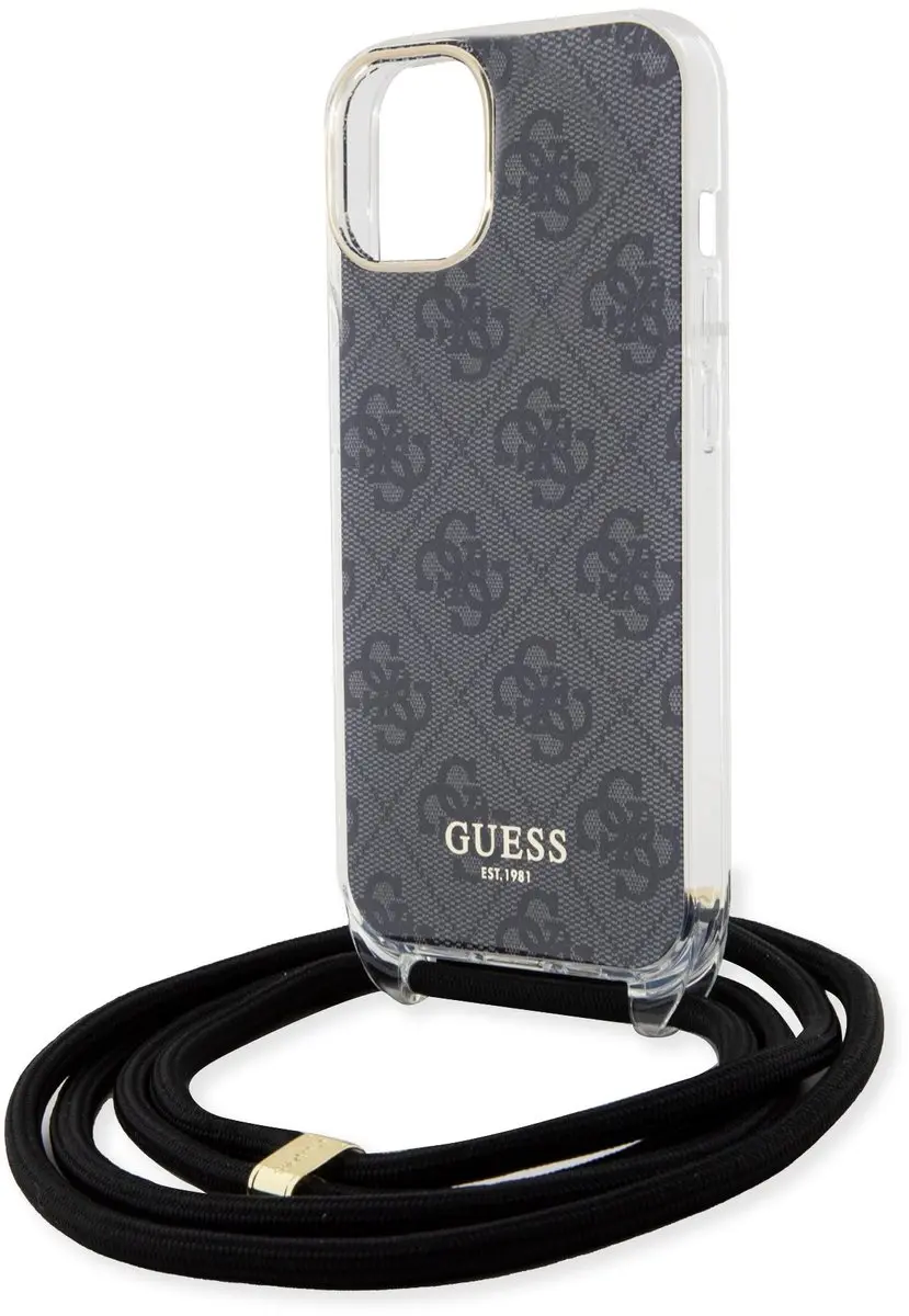 GUESS 4G Printed Crossbody Hoes iPhone 15 - Zwart