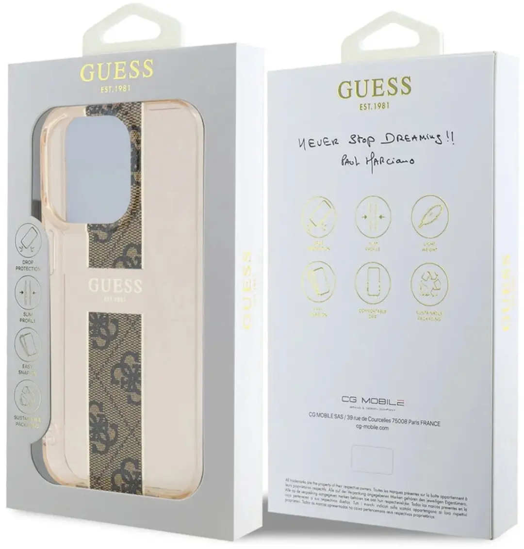 Guess iPhone 15 Pro Max Backcover IML 4G Stripe - Bruin