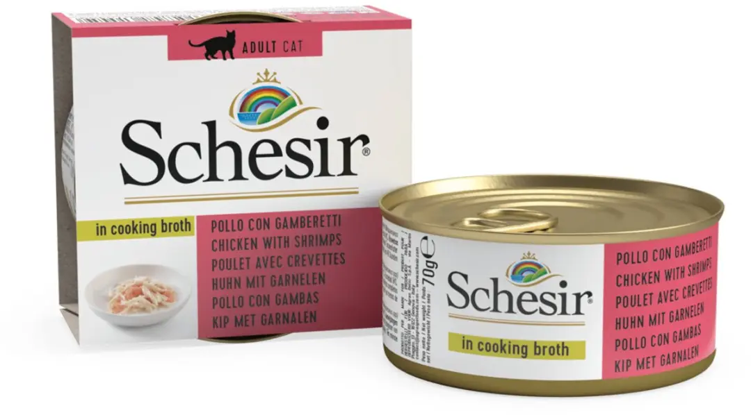 Schesir Kattenvoer Garnaal in Bouillon - 12x70g