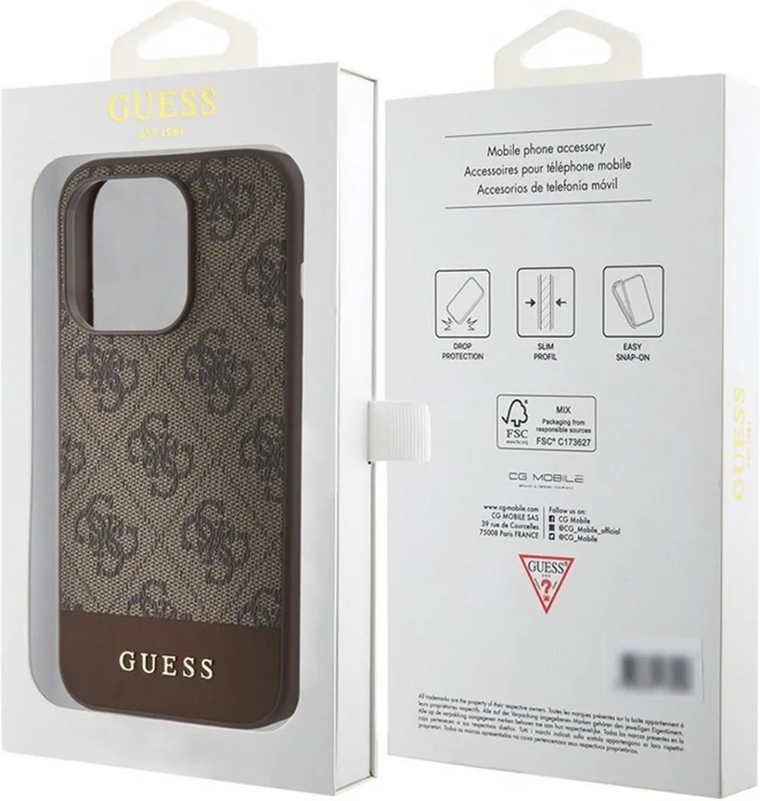 GUESS 4G Stripe Back Case MagSafe - iPhone 15 Pro Max - Bruin